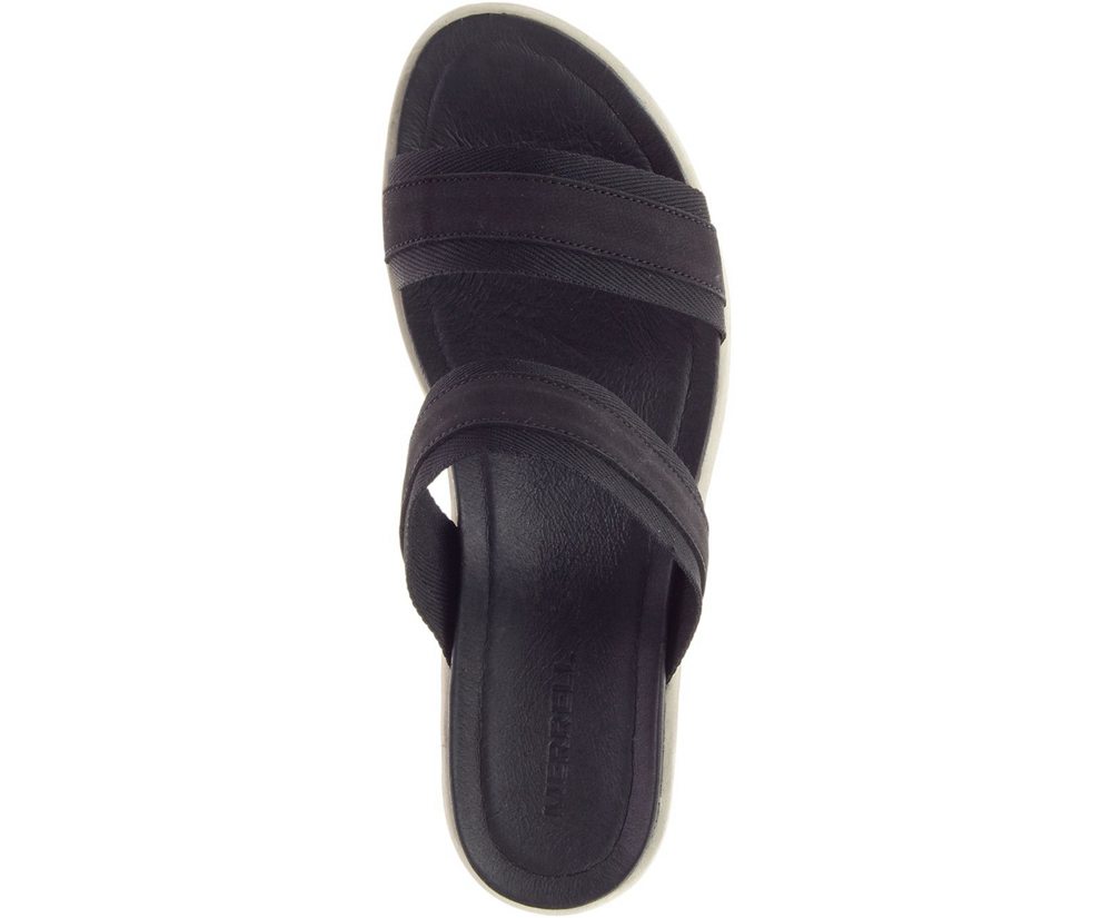 Sandały Merrell Damskie Czarne - Kaiteri Wedge Slide - 503298-HBZ